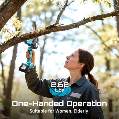 Seesii Mini Chainsaw, 6-inch Mini Chainsaw Cordless, Handheld Electric Power Chain Saw with 2 Batteries, for Tree Trimming Wood