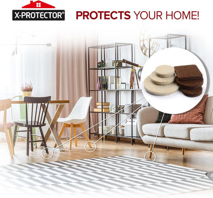 Felt Furniture Pads X-PROTECTOR 133 PCS Premium Furniture Pads - Felt Pads Furniture Feet Best Wood Floor Protectors - Protect Your Hardwood &