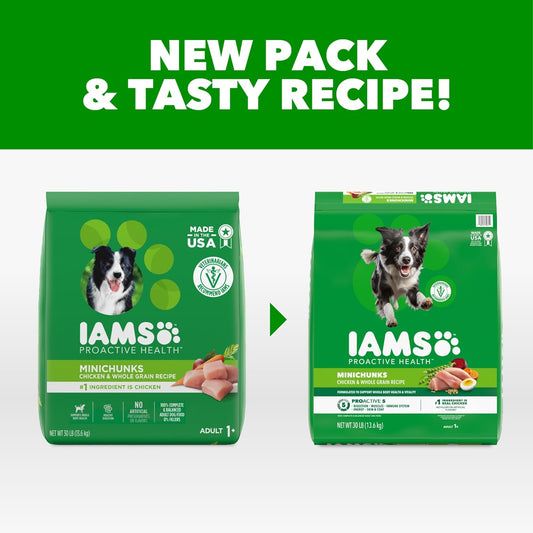 IAMS Proactive Health Adult Minichunks Premium Dry Dog Food, Adult Dog Food Dry Recipe, 30 lb. Bag