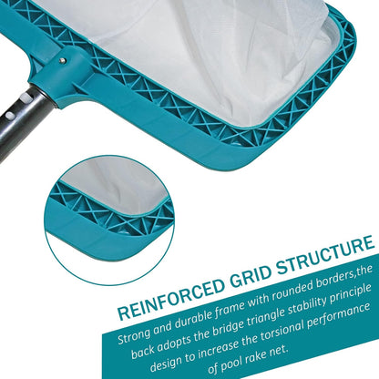 POOLWHALE Professional Pool Skimmer Net, Heavy Duty Swimming Leaf Rake Cleaning Tool with Deep Fine Nylon Mesh Net Bag - Fast