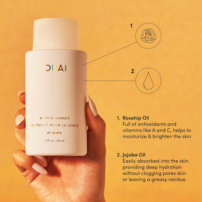 OUAI Body Cleanser, St. Barts - Foaming Body Wash with Jojoba Oil and Rosehip Oil to Hydrate, Nurture, Balance and Soften Skin -