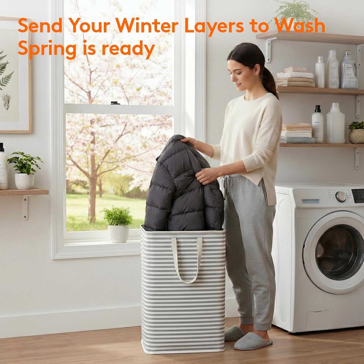 Lifewit 2 Pack Laundry Basket 80L Each, Collapsible Clothes Hamper with Reinforced