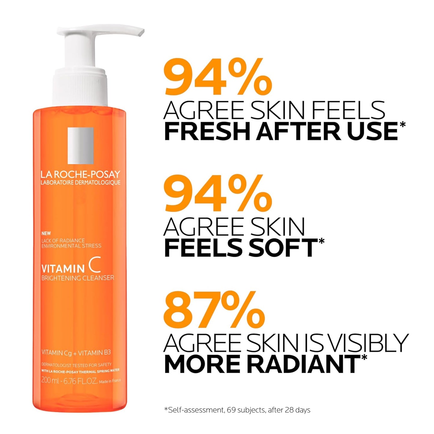 La Roche-Posay Vitamin C Brightening Face Wash, Gentle Foaming Facial Cleanser with Vitamin Cg and Vitamin B3 to Brighten and Even Skin