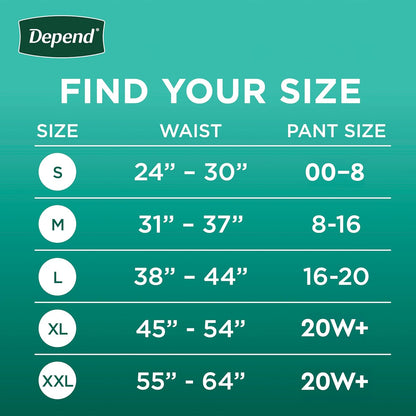 Depend Fresh Protection Adult Diapers, Incontinence & Postpartum Bladder Leak Underwear for Women, Disposable, Maximum, Large
