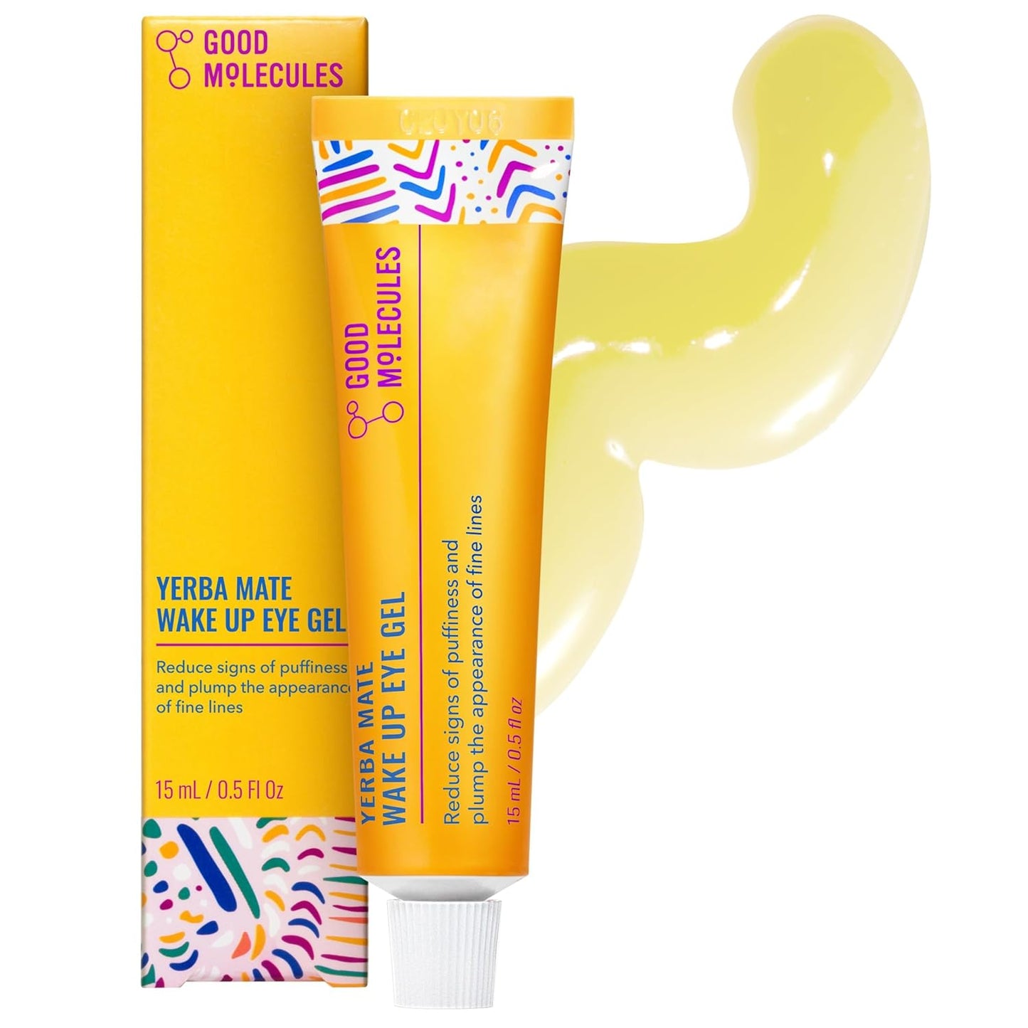 Good Molecules Yerba Mate Wake Up Eye Gel - Hydrating Under Eye Gel Cream with Hyaluronic Acid and Caffeine - Target Dark Circles and Puffiness -