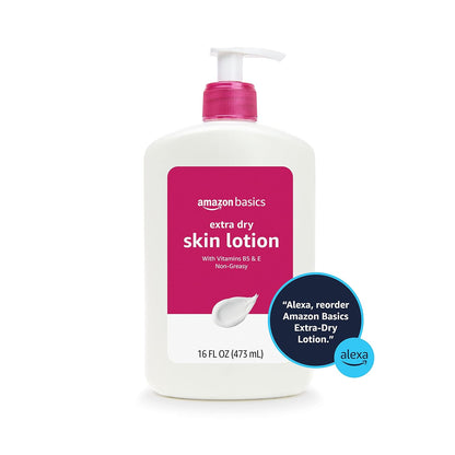 Amazon Basics Body Lotion For Dry Skin with Vitamins B5 & E, Clean Scent, 16 fl oz