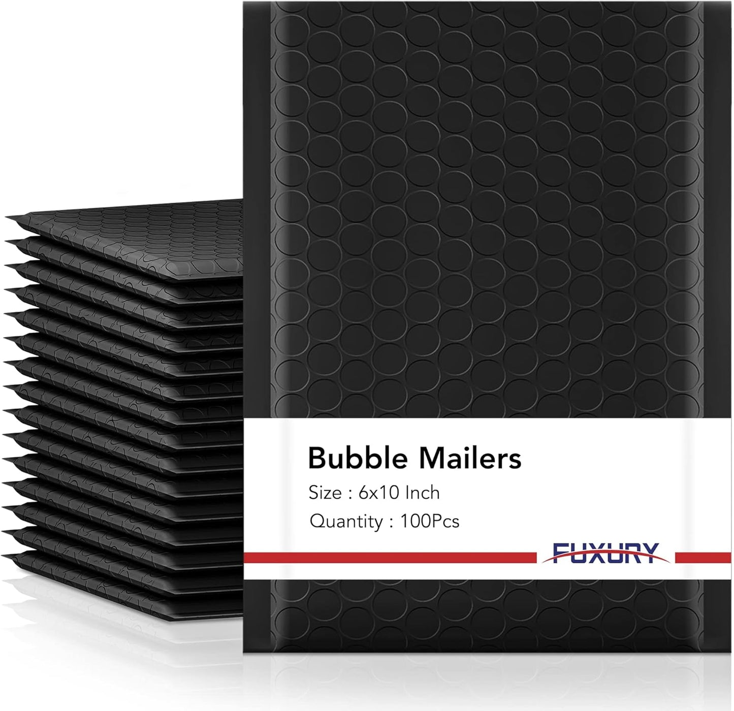 Fuxury Bubble Mailers 6x10" 100 Pack Black Padded Envelopes Usable Size 6x9" Thick Mailing Envelopes Bubble Opaque Padded Mailers Shipping Bags for