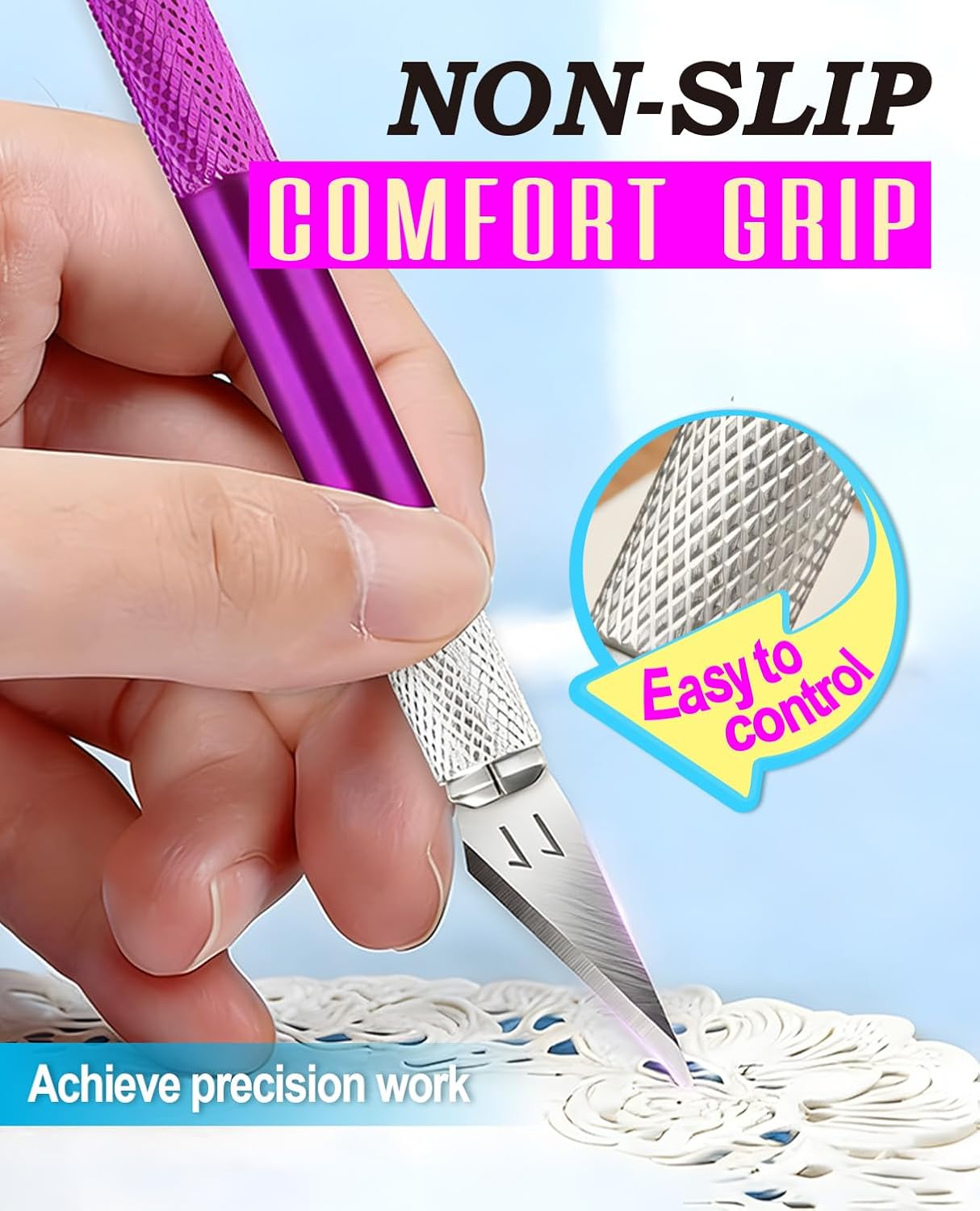 DIYSELF Craft Knife with 10 Extra Blades, Precision Hobby Knife Set with Steel Ruler, Exacto Knife for Crafting, Polymer Clay, Pottery, Paper