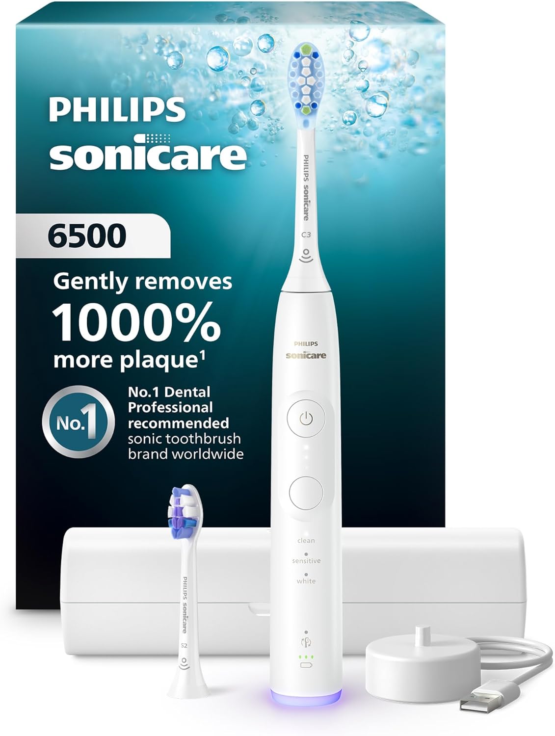 Philips Sonicare 6500 Series Electric Toothbrush - Next-Generation Sonicare Technology, Pressure Sensor, 9 Brushing Settings, SmarTimer