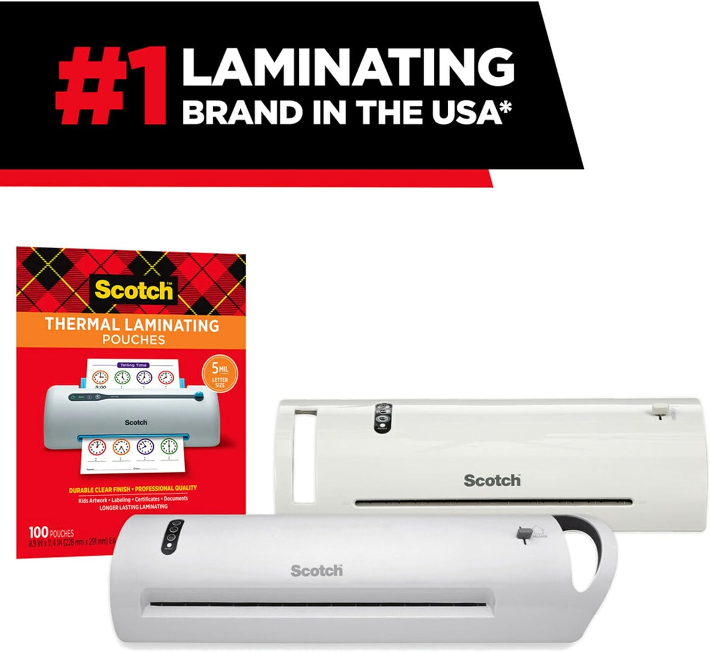 Scotch Thermal Laminating Pouches, 200 Count, Clear, 3 mil., Ideal Office or School Supplies, Fits Letter Sized Paper (8.9 in. 11.4 in.)