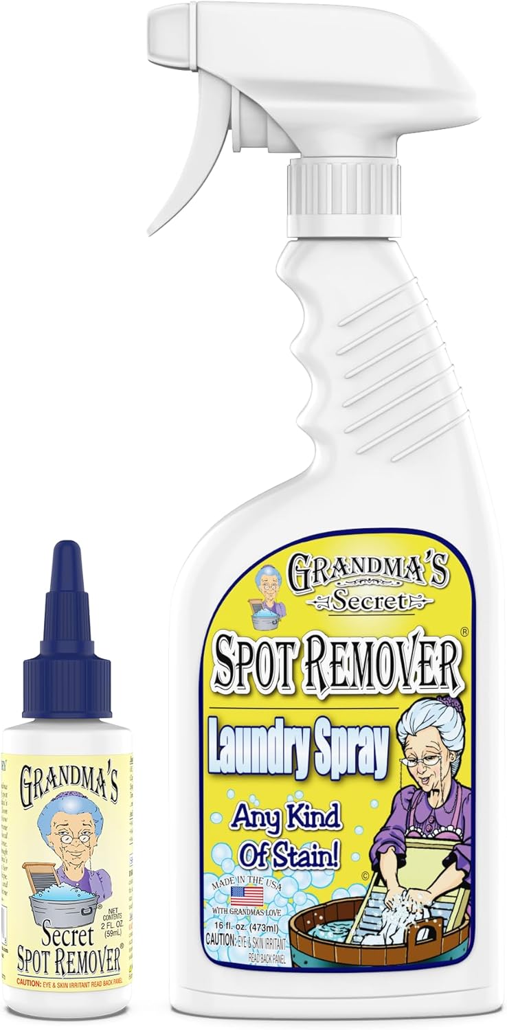 Grandma's Secret Spot Remover Laundry Spray - Chlorine, Bleach and Toxin-Free for Clothes - Fabric Stain Remover Removes Oil