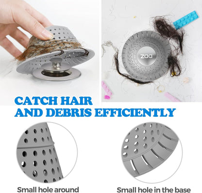 zaa Bathtub Drain Hair Catcher, Premium Silicone Shower Hair Catcher, 1Pack Collapsible Hair Stopper for Pop Up and Regular Drains of Shower