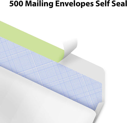 Envelopes Letter Size Self Seal, 500 Business Mailing Security Peel and Sealing Envelope, 100%