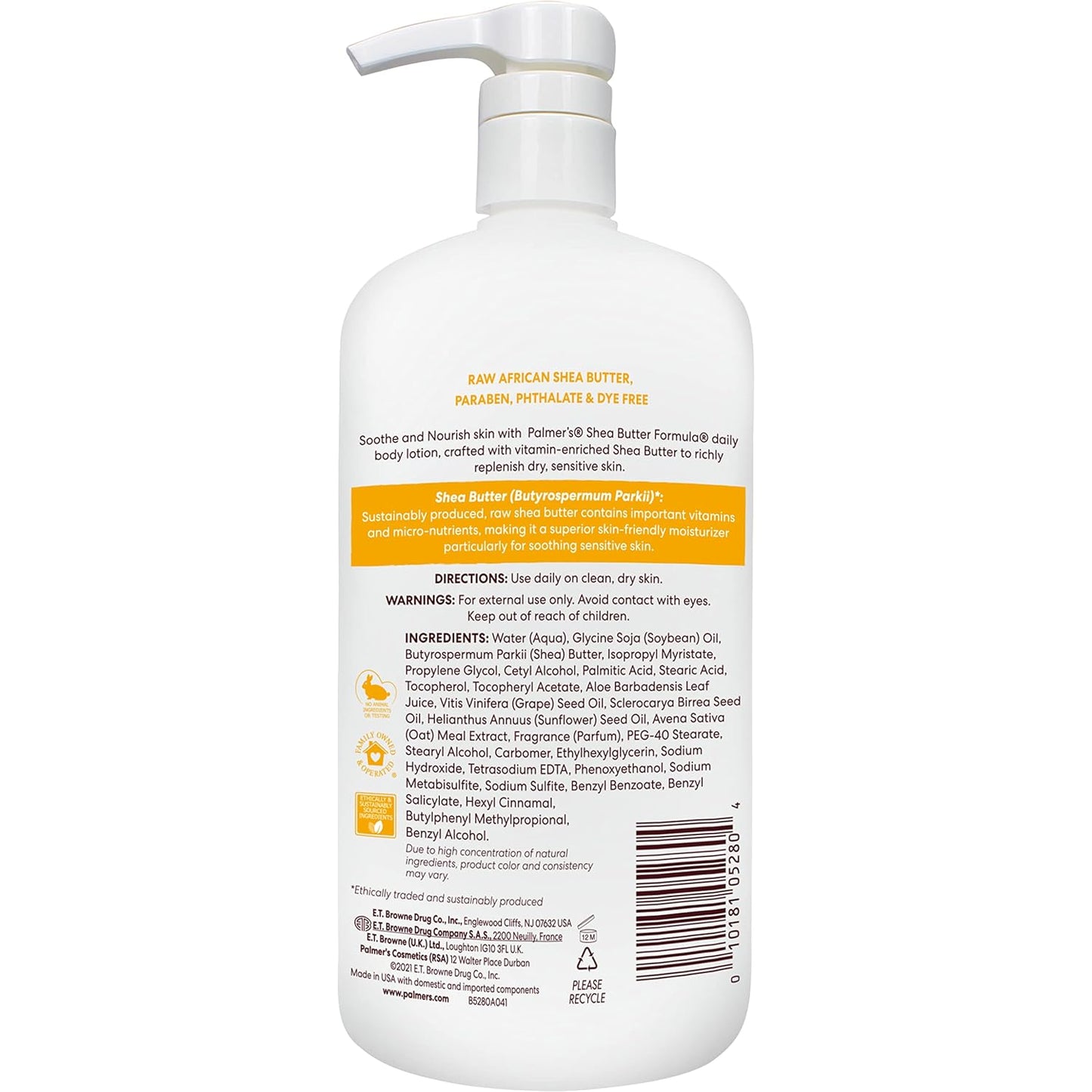 Palmer's Shea Formula Raw Shea Body Lotion for Dry Skin, Hand & Body Moisturizer, Value Size Pump Bottle, 33.8 Ounces