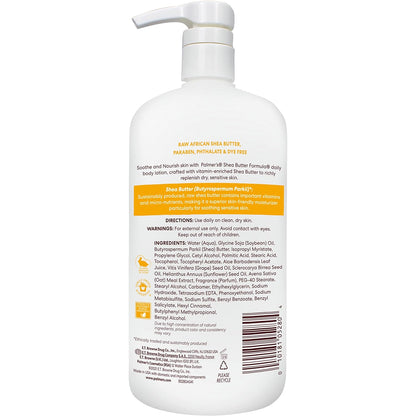 Palmer's Shea Formula Raw Shea Body Lotion for Dry Skin, Hand & Body Moisturizer, Value Size Pump Bottle, 33.8 Ounces