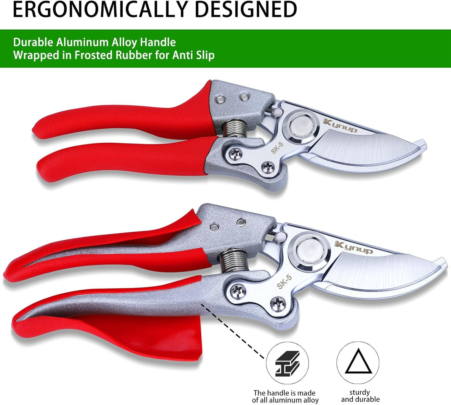Kynup 8.6" Pruning Shears for Gardening, Garden Shears, Clippers, Garden Scissors, Pruners for Gardening, Heavy Duty Gardening