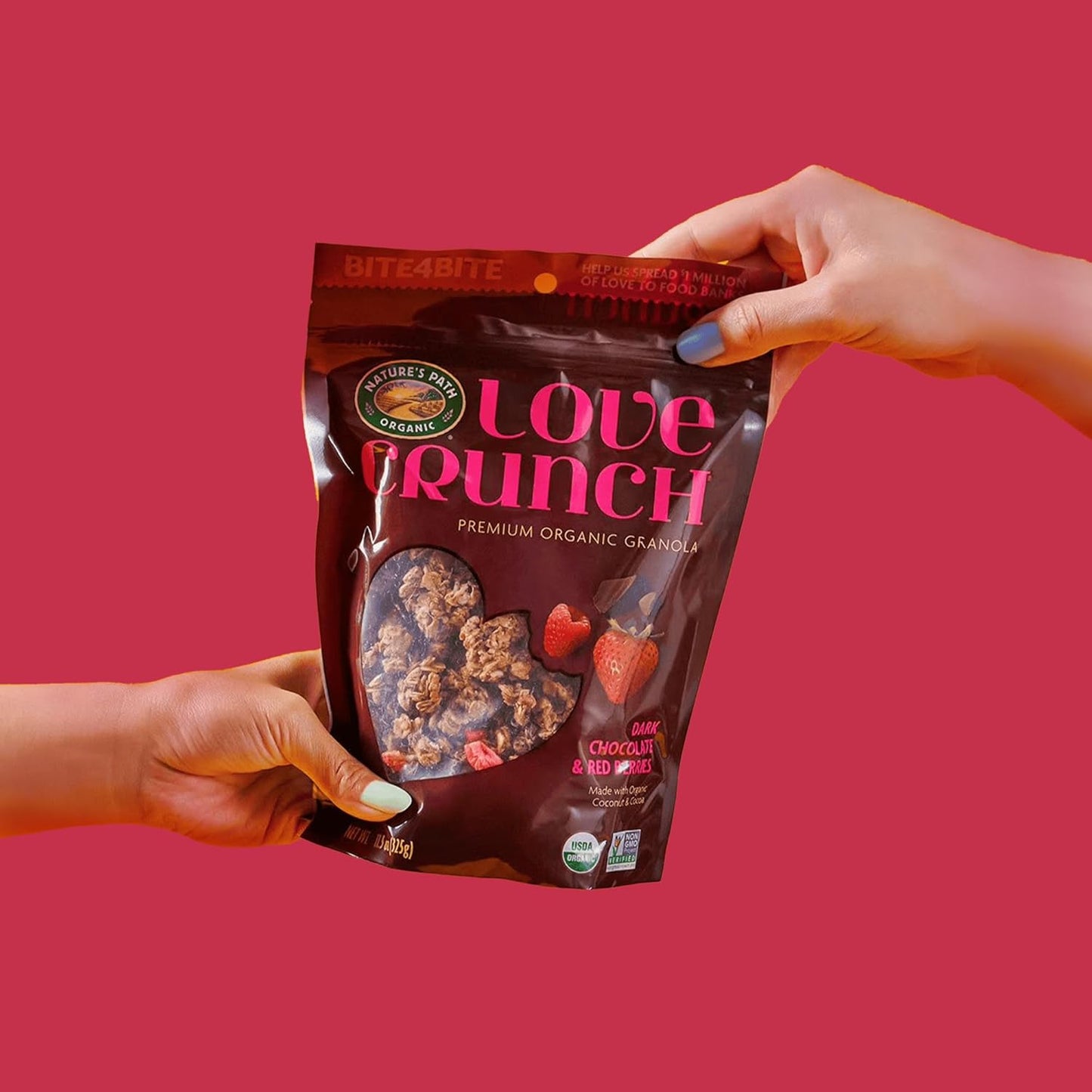 Love Crunch Organic Dark Chocolate & Red Berries Granola, 11.5 oz, Vegan, Non-GMO, Fair Trade, by Nature's Path