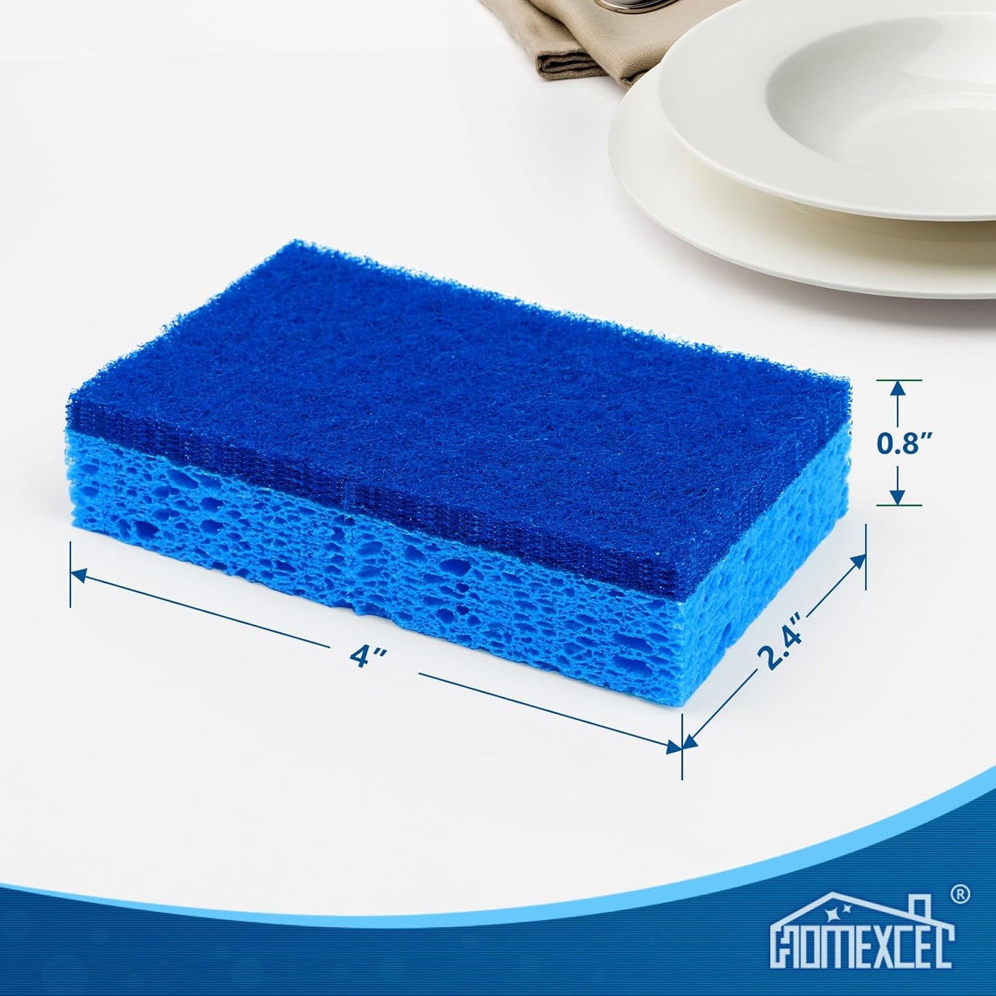 HOMEXCEL Sponges Kitchen 24pcs, Non-Scratch Scrub Dish Sponge Safe on Non-Stick Cookware, Dual Sided Cleaning Sponges for Kitchen