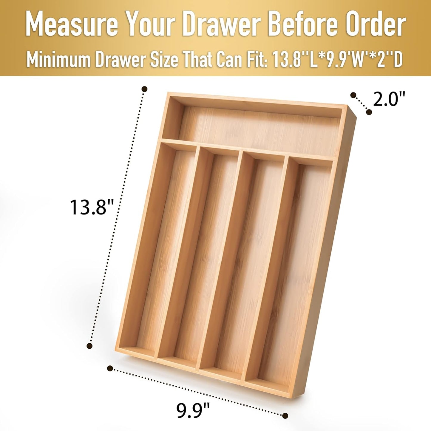 Besilord Silverware Organizer Kitchen Drawer Organizer Utensil Organizer Bamboo Silverware Holder Cutlery Organizer in Drawer Flatware Organizer
