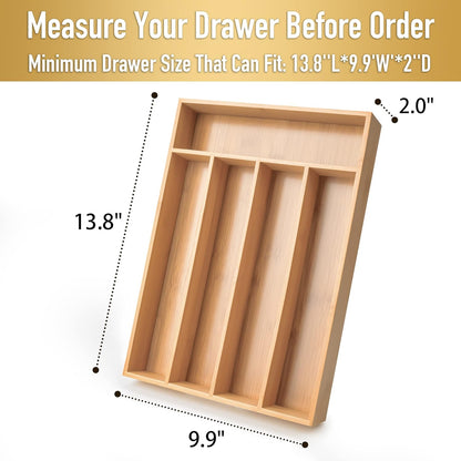 Besilord Silverware Organizer Kitchen Drawer Organizer Utensil Organizer Bamboo Silverware Holder Cutlery Organizer in Drawer Flatware Organizer