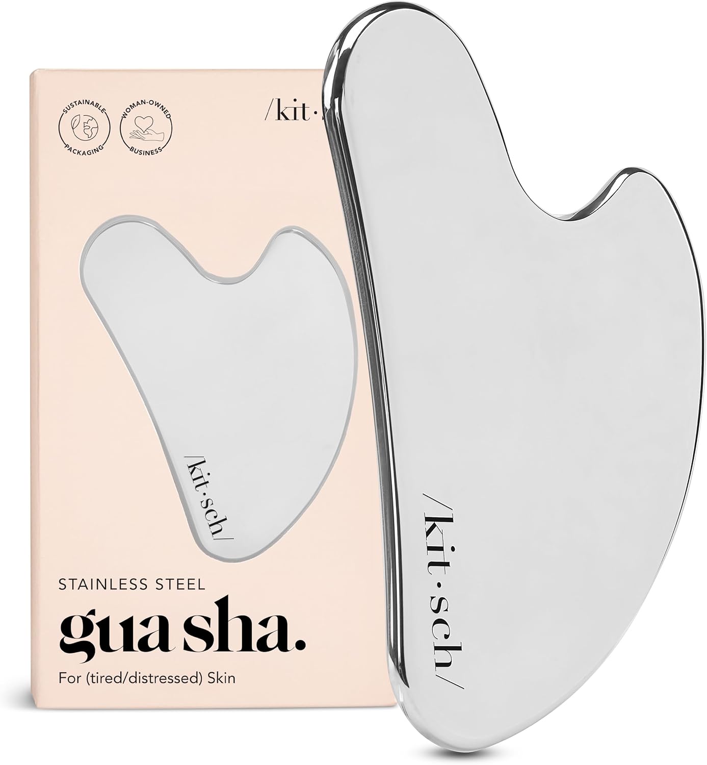 Kitsch Stainless Steel Gua Sha Facial Tools - Guasha Tool for Face, Face Sculpting Tool, Jawline Shaper, Double Chin Reducer, Body Gua Sha