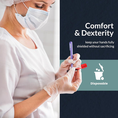 MED PRIDE Disposable Medical Grade Vinyl Exam Gloves, Latex & Powder Free, Ultra-Strong, for Healthcare & Food Handling (Medium (00) 100 Clear)
