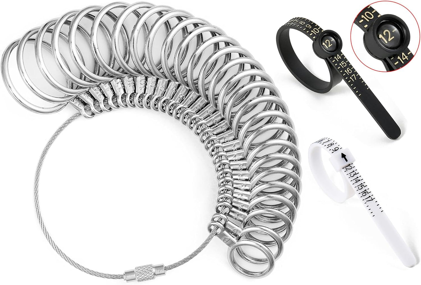 Bflaae Ring Sizer Measuring Tool Kit, 27 PCS Stainless Steel Measuring Ring Tool, US Ring Size 0-13 with Half
