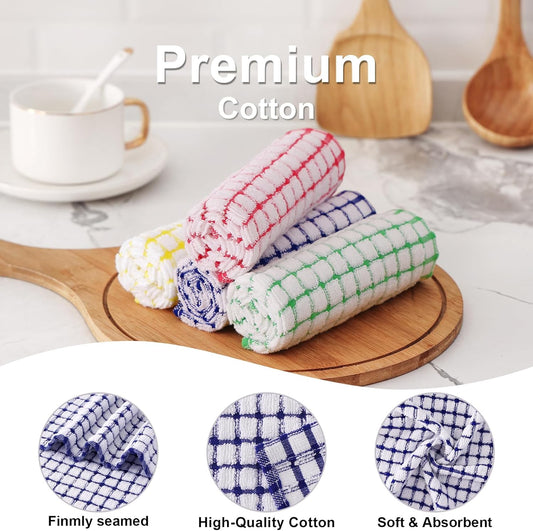 Kitinjoy Cotton 8 Pack Terry Kitchen Dish Cloths, 12 x 12 Inches Super Soft and Absorbent Dish Rags, Quick Drying Dish Towels for Washing