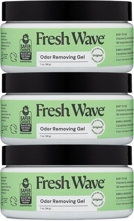 Fresh Wave Odor Removing Gel, 7 oz., Pack of 3 - Odor Absorbers for Home, Safer Odor Relief, Natural Plant-Based Odor