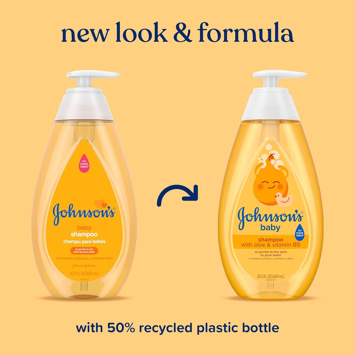 Johnson's Baby Shampoo with Aloe Vera & Vitamin B5, Tear Free, Newborn Essentials, No added Parabens & Sulfates, Hypoallergenic, Baby