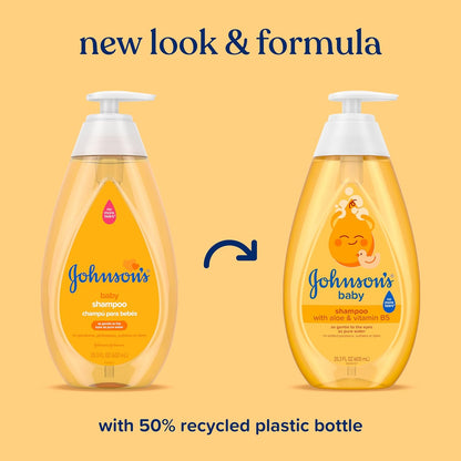 Johnson's Baby Shampoo with Aloe Vera & Vitamin B5, Tear Free, Newborn Essentials, No added Parabens & Sulfates, Hypoallergenic, Baby