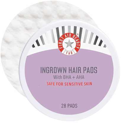 First Aid Beauty - Ingrown Hair Pads with BHA + AHA - Aftershave Treatment Pads to Help Prevent Razor Bumps for Men & Women - Exfoliate Underarms &
