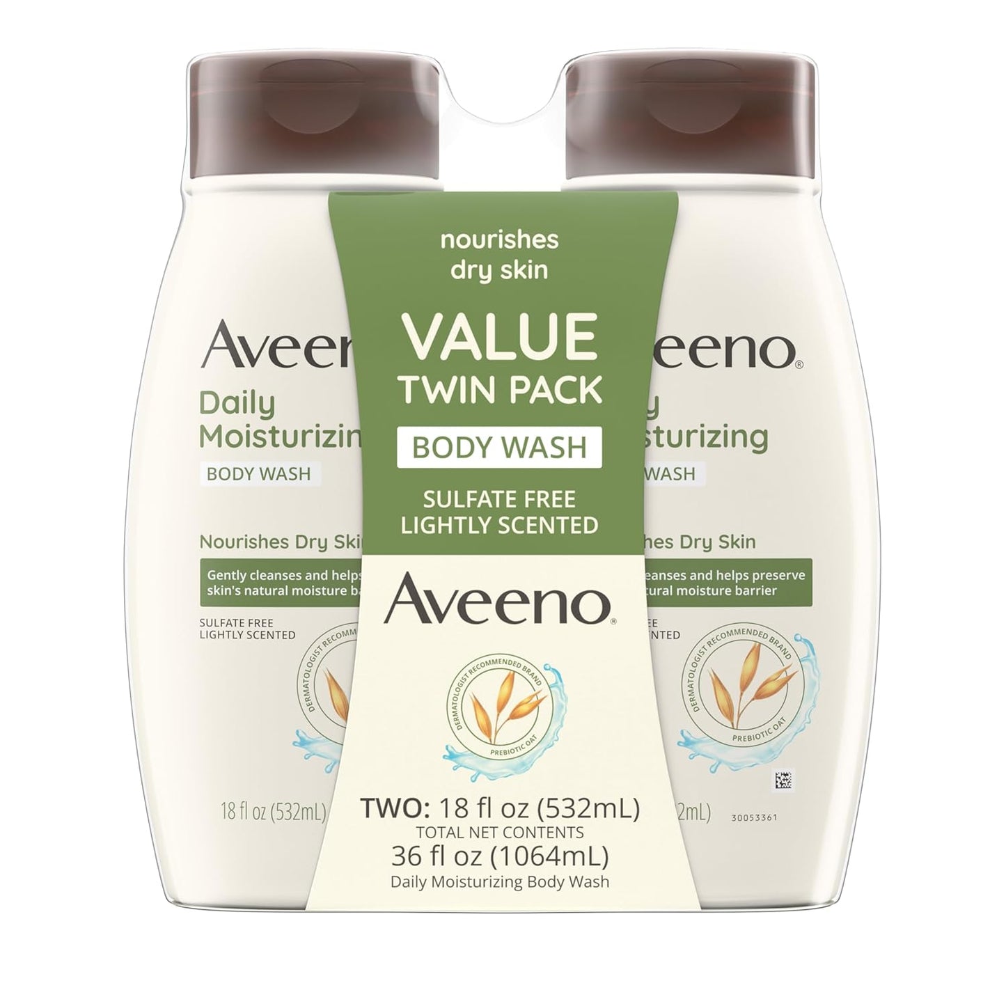 Aveeno Daily Moisturizing Body Wash Cleanser & Shaving Gel for Men & Women, Clean-Rinsing for Softer & Smoother Skin, Gentle & Lightly
