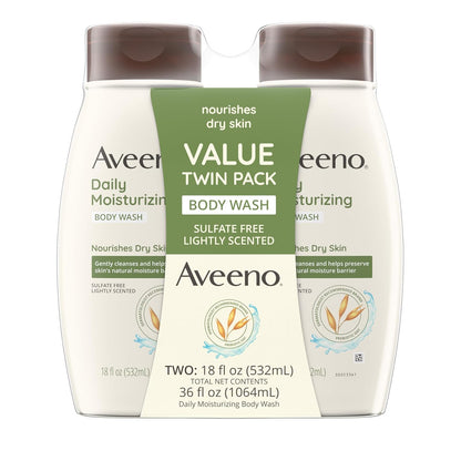 Aveeno Daily Moisturizing Body Wash Cleanser & Shaving Gel for Men & Women, Clean-Rinsing for Softer & Smoother Skin, Gentle & Lightly