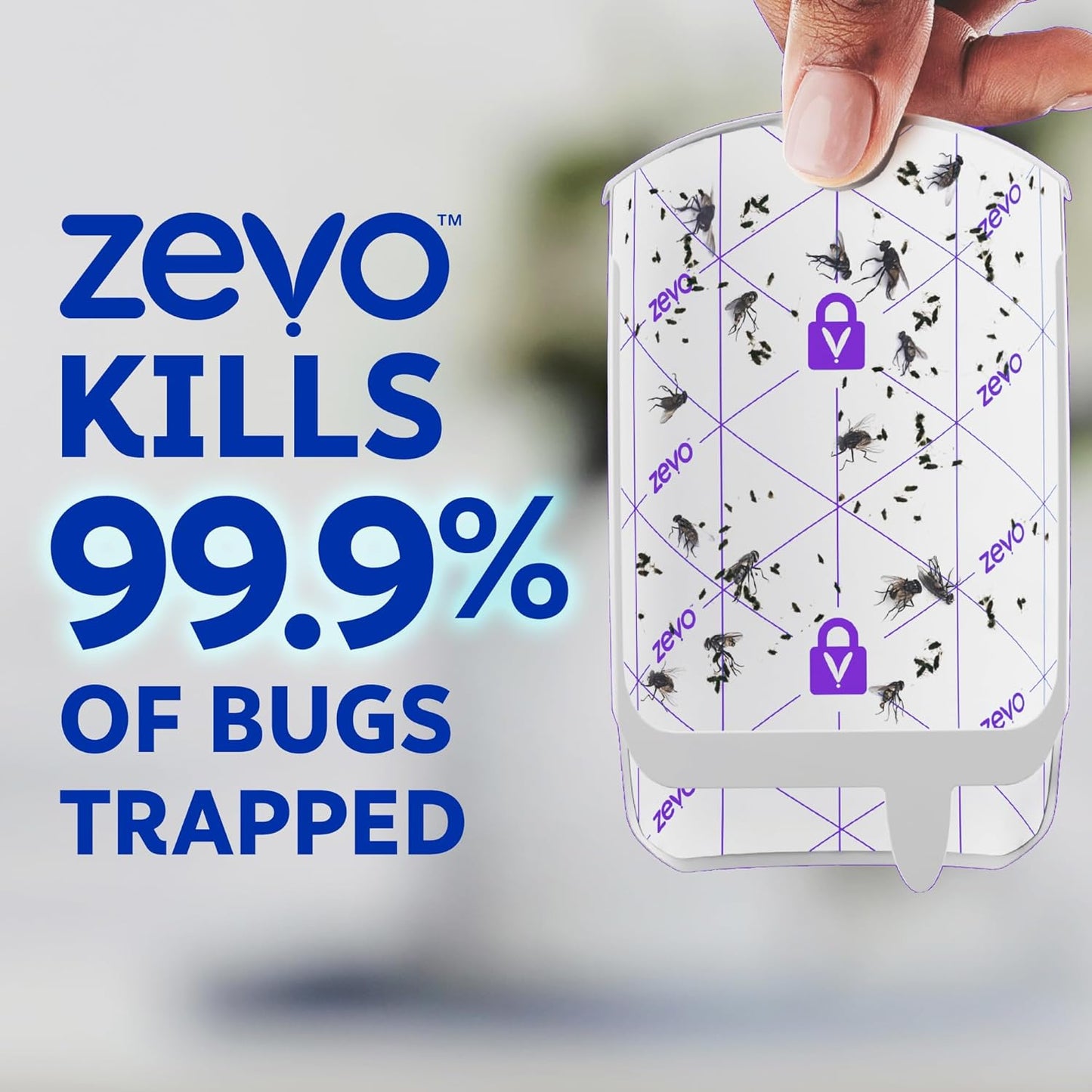 Zevo Flying Insect Trap & 3 Refill Cartridges - Plug in Fly Trap & Indoor Bug Catcher for Gnats, House & Fruit Flies - Blue & UV Light