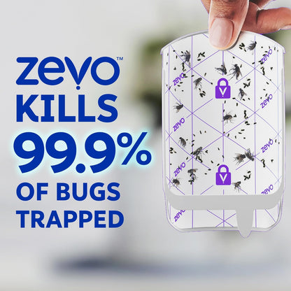 Zevo Flying Insect Trap & 3 Refill Cartridges - Plug in Fly Trap & Indoor Bug Catcher for Gnats, House & Fruit Flies - Blue & UV Light