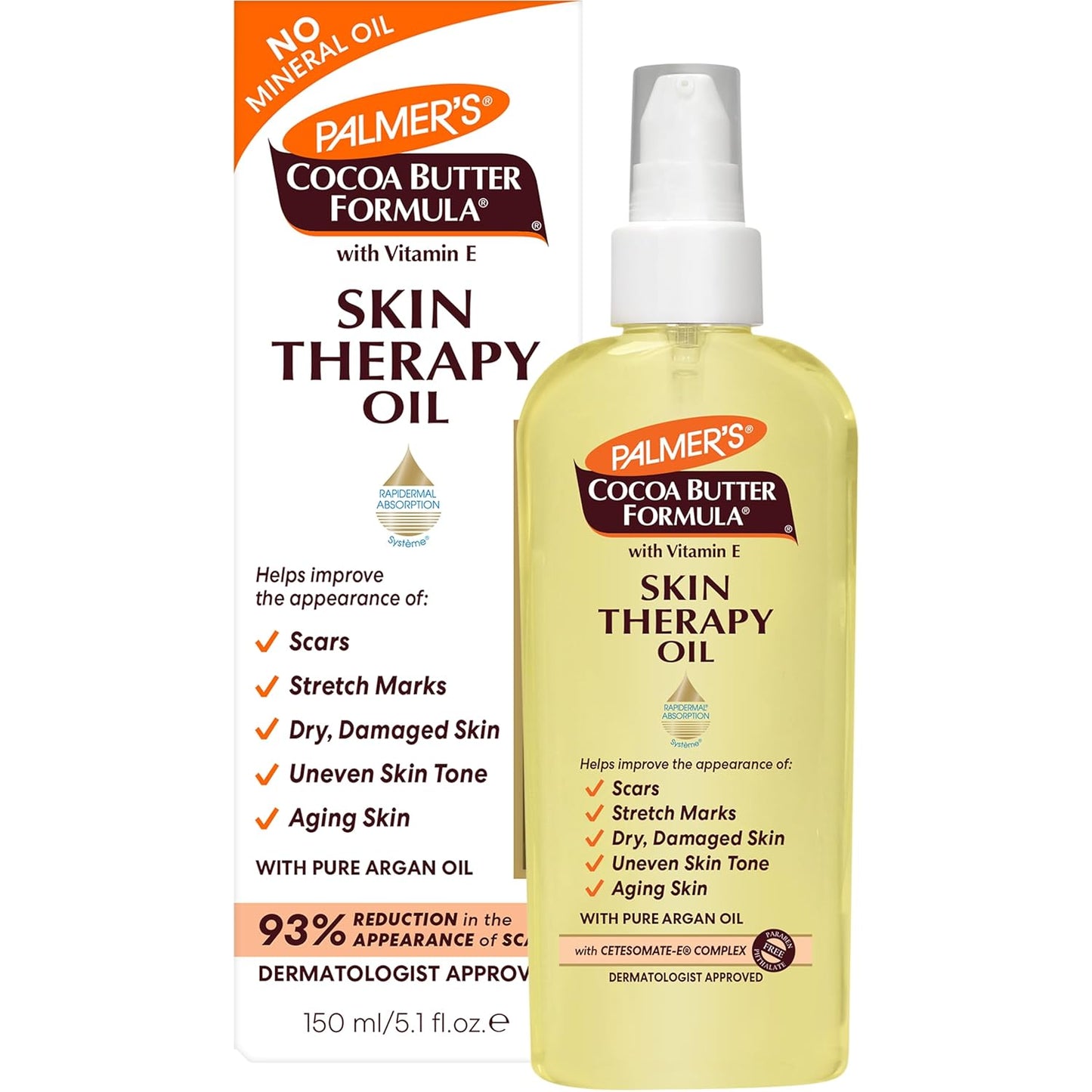 Palmer's Cocoa Butter Formula Skin Therapy Moisturizing Body Oil with Vitamin E & Pure Argan Oil, Deep Body Moisturizer for Dry, Damaged