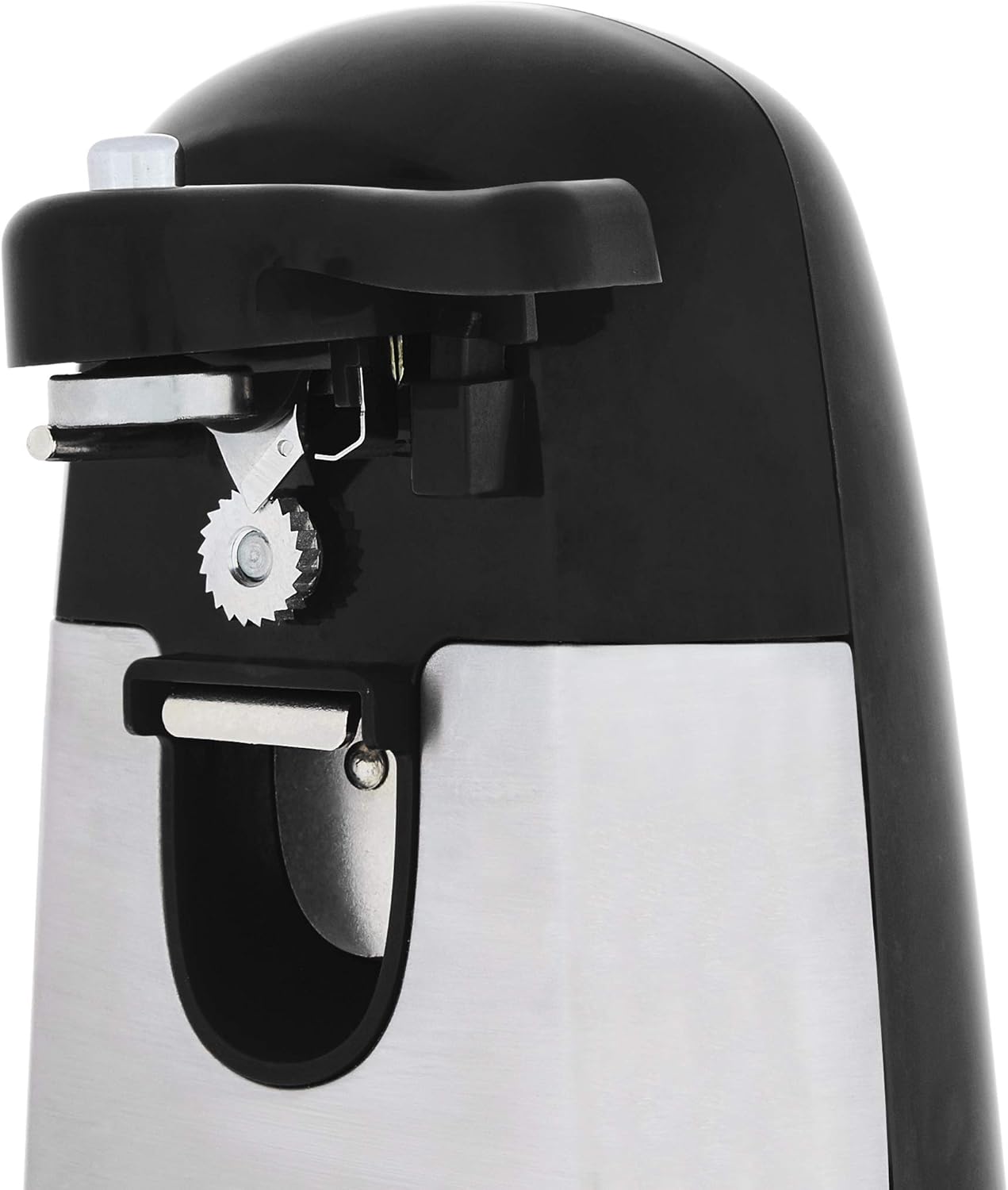 Amazon Basics 3-In-1 Electric Can Opener, Bottle Opener and Knife Sharpener with Stainless Steel Blade, Magnetic Lid Holder, Safe, Easy to