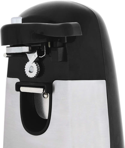 Amazon Basics 3-In-1 Electric Can Opener, Bottle Opener and Knife Sharpener with Stainless Steel Blade, Magnetic Lid Holder, Safe, Easy to