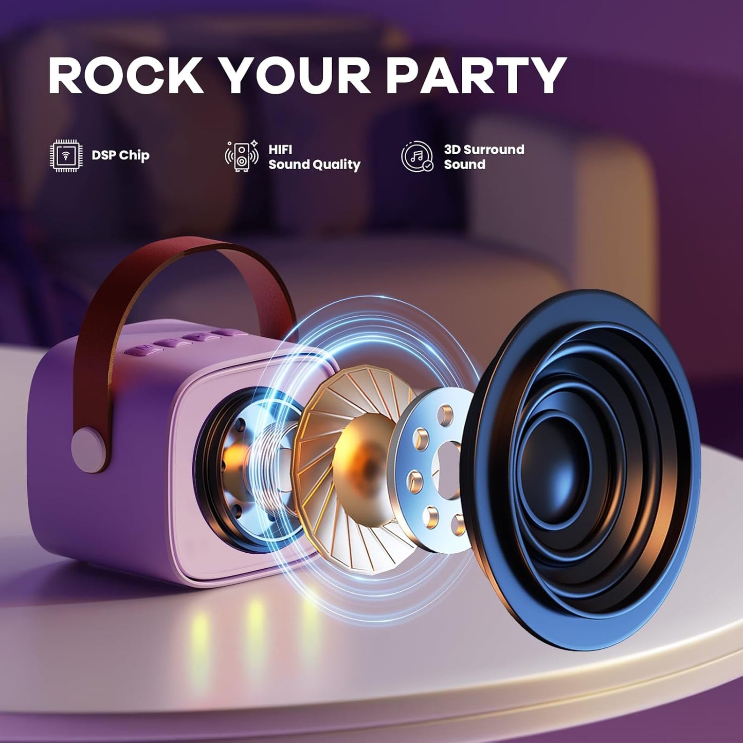 YLL Karaoke Machine for Kids, Portable Mini Speaker with 2 Wireless Microphones, TOP Kids Gifts for Girls Ages 3, 4, 5, 6, 7, 8, 9, 10+ Years