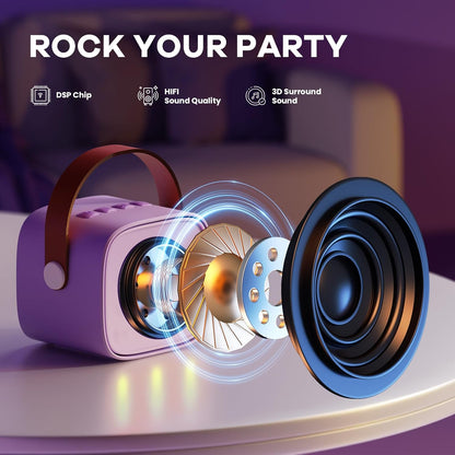 YLL Karaoke Machine for Kids, Portable Mini Speaker with 2 Wireless Microphones, TOP Kids Gifts for Girls Ages 3, 4, 5, 6, 7, 8, 9, 10+ Years