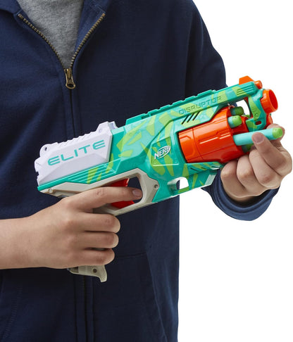 NERF Elite Disruptor Dynamic Green Dart Blaster, Rotating Drum, Slam Fire, Easter Gift for