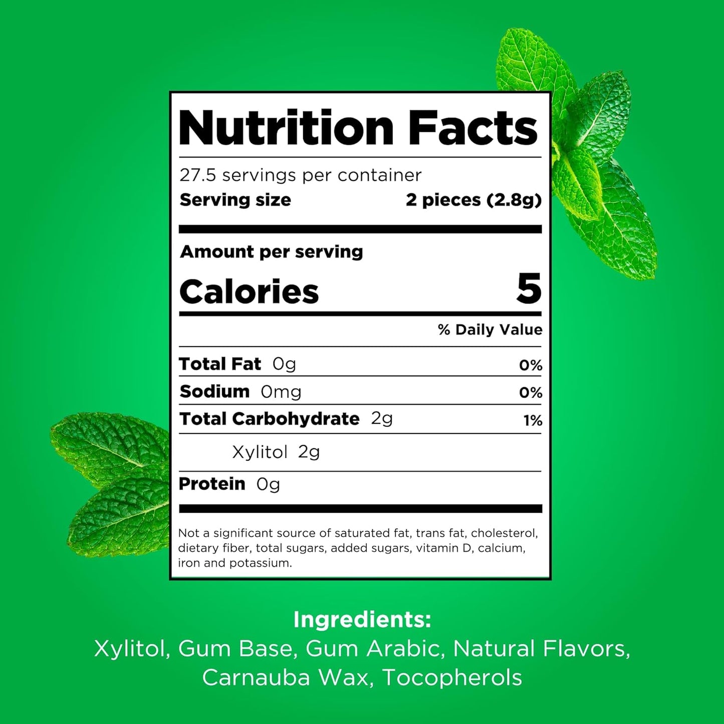 PUR Gum, Aspartame Free Chewing Gum, 100% Xylitol, Natural Spearmint Flavored Gum, 55 Pieces