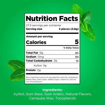 PUR Gum, Aspartame Free Chewing Gum, 100% Xylitol, Natural Spearmint Flavored Gum, 55 Pieces
