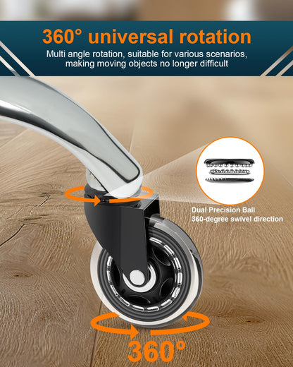 RidRed Office Chair Wheels - Replacement Rubber Wheels - Universal Fit 3 Inch Casters, Heavy-Duty Chair Casters, Noise Free, Fits 98%