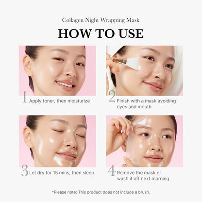 medicube Wrapping Mask Collagen Overnight Peel Off Facial Mask, Elasticity & Hydration Care, Reduces Sagging &
