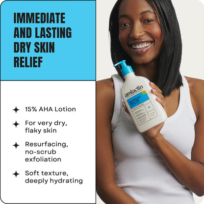 AmLactin Intensive Healing Body Lotion - Therapeutic Lotion for Extremely Dry Skin - No-Scrub Exfoliator and Moisturizer with 15% Lactic Acid AHA and