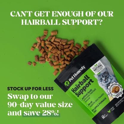 Cat Hairball Support Crunchy & Creamy Chews, Hairball Remedy Treats, Cat Furball Treatment, Supports Skin & Coat, Vitamins for