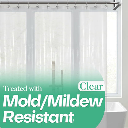 Mrs Awesome Clear Shower Curtain Liner with 3 Magnets, 72x72 Premium Flexible Sturdy Plastic Shower Curtain for Bathroom Lightweight
