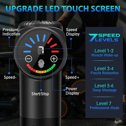 TOLOCO Massage Gun, Deep Tissue Back Massage for Athletes for Pain Relief, Percussion Massager with 10 Massages Heads & Silent Brushless